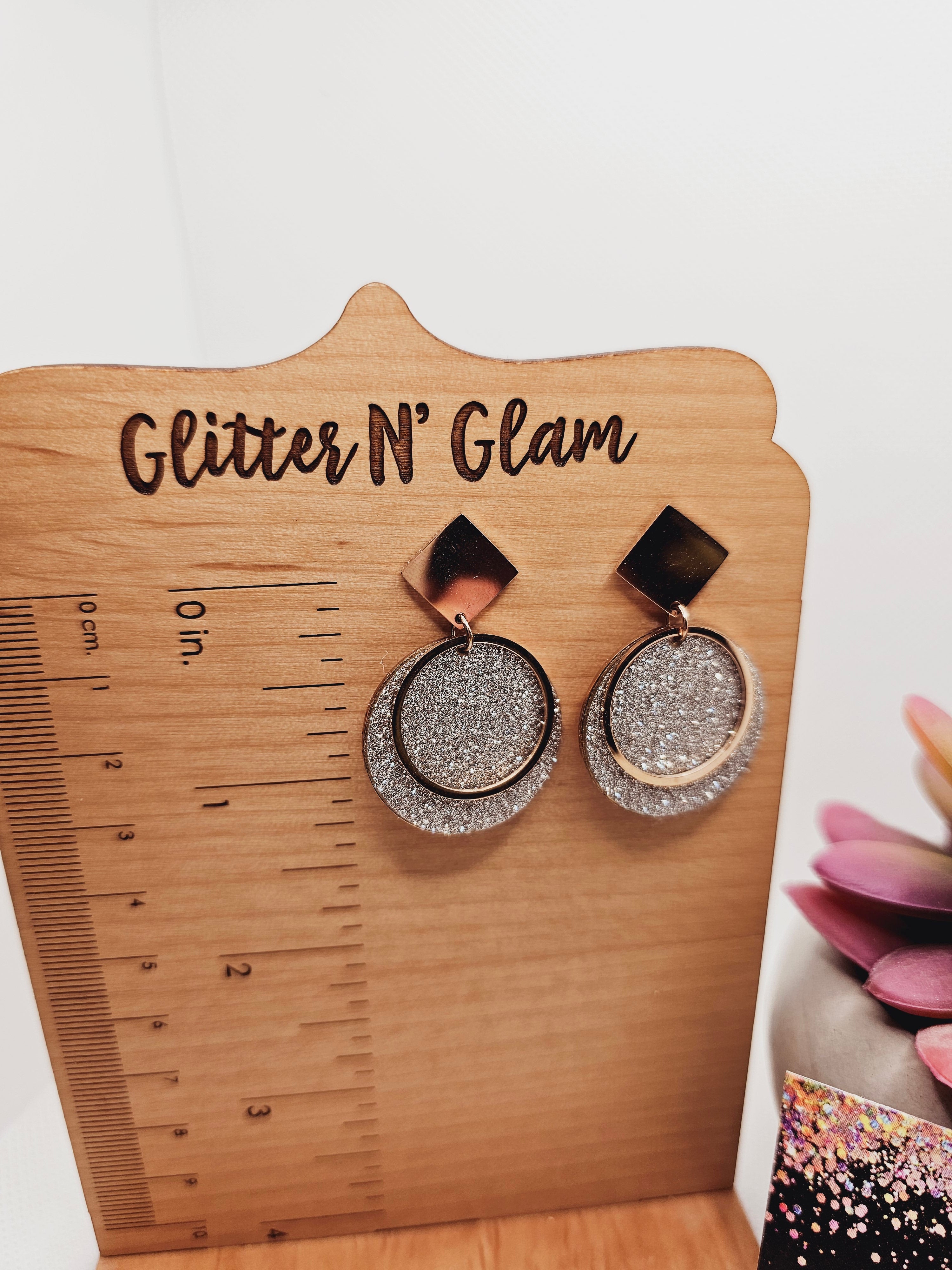 1753 Rosegold and Silver Circle Dangle Earrings