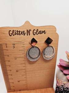 1753 Rosegold and Silver Circle Dangle Earrings
