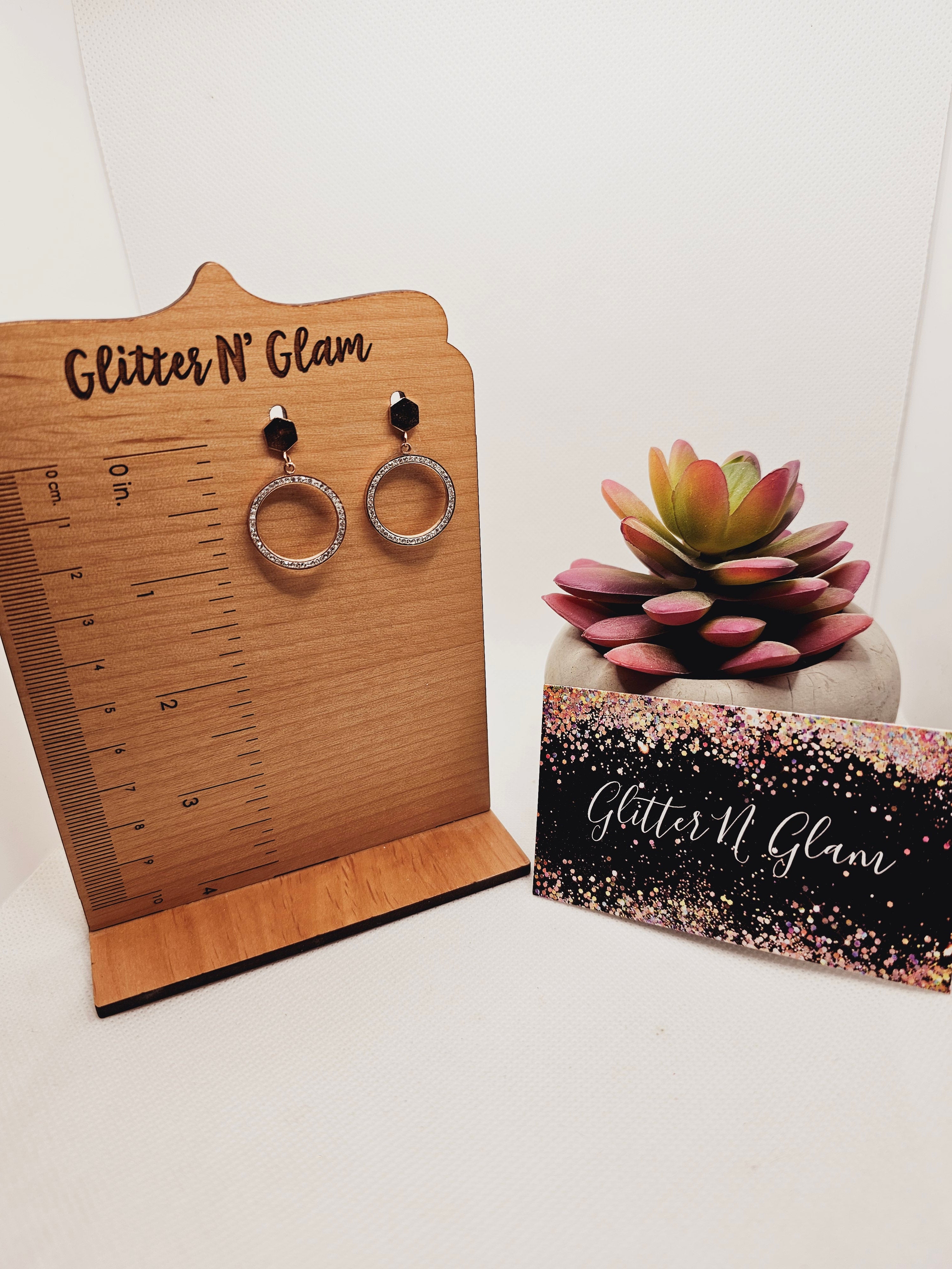 1748 Rosegold with CZ Circle Dangle Earrings