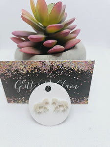 1757 White Sparkly Resin Horse Stud Earrings