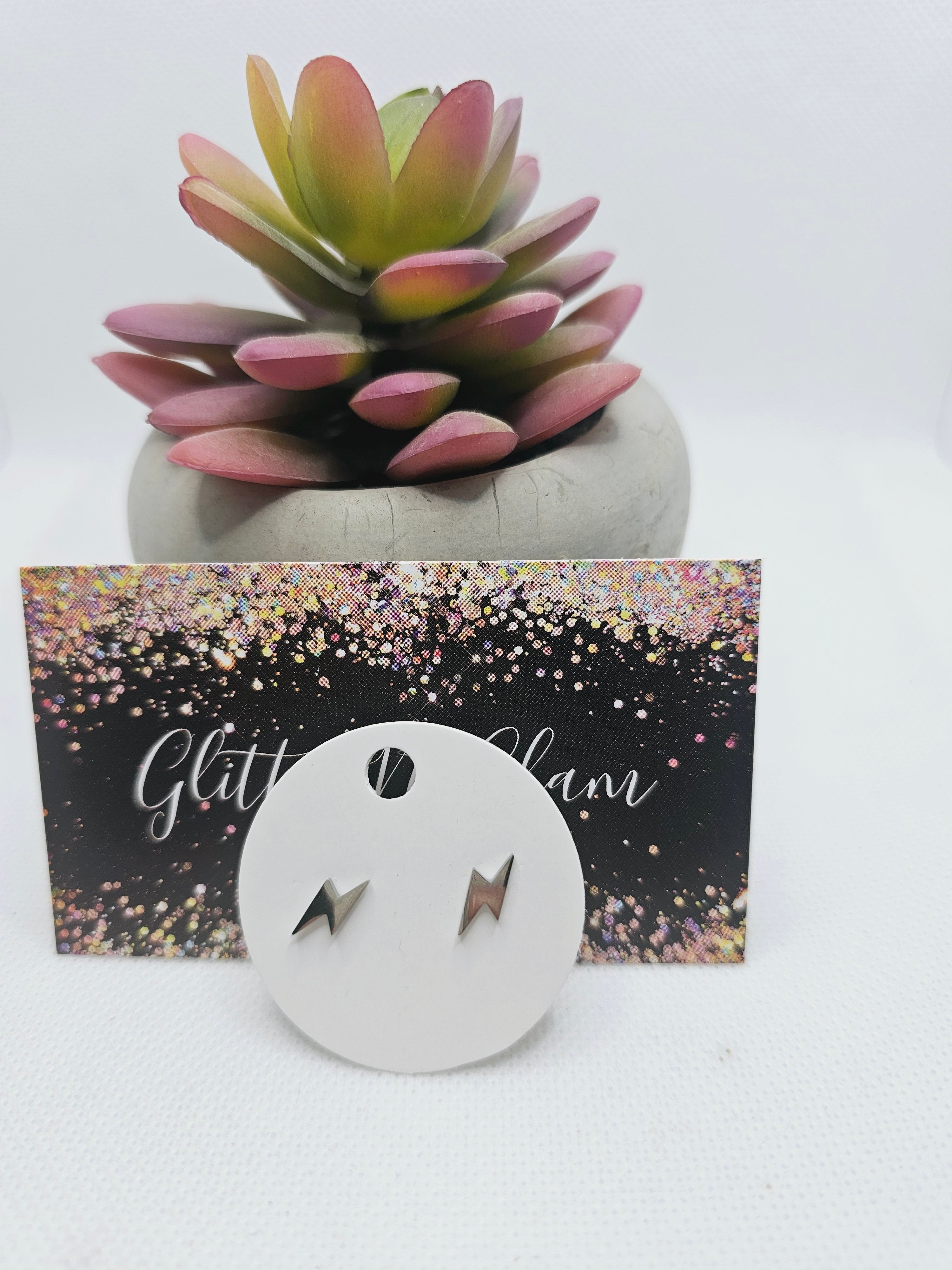 1777 Silver Lighting Bolt Stud Earrings