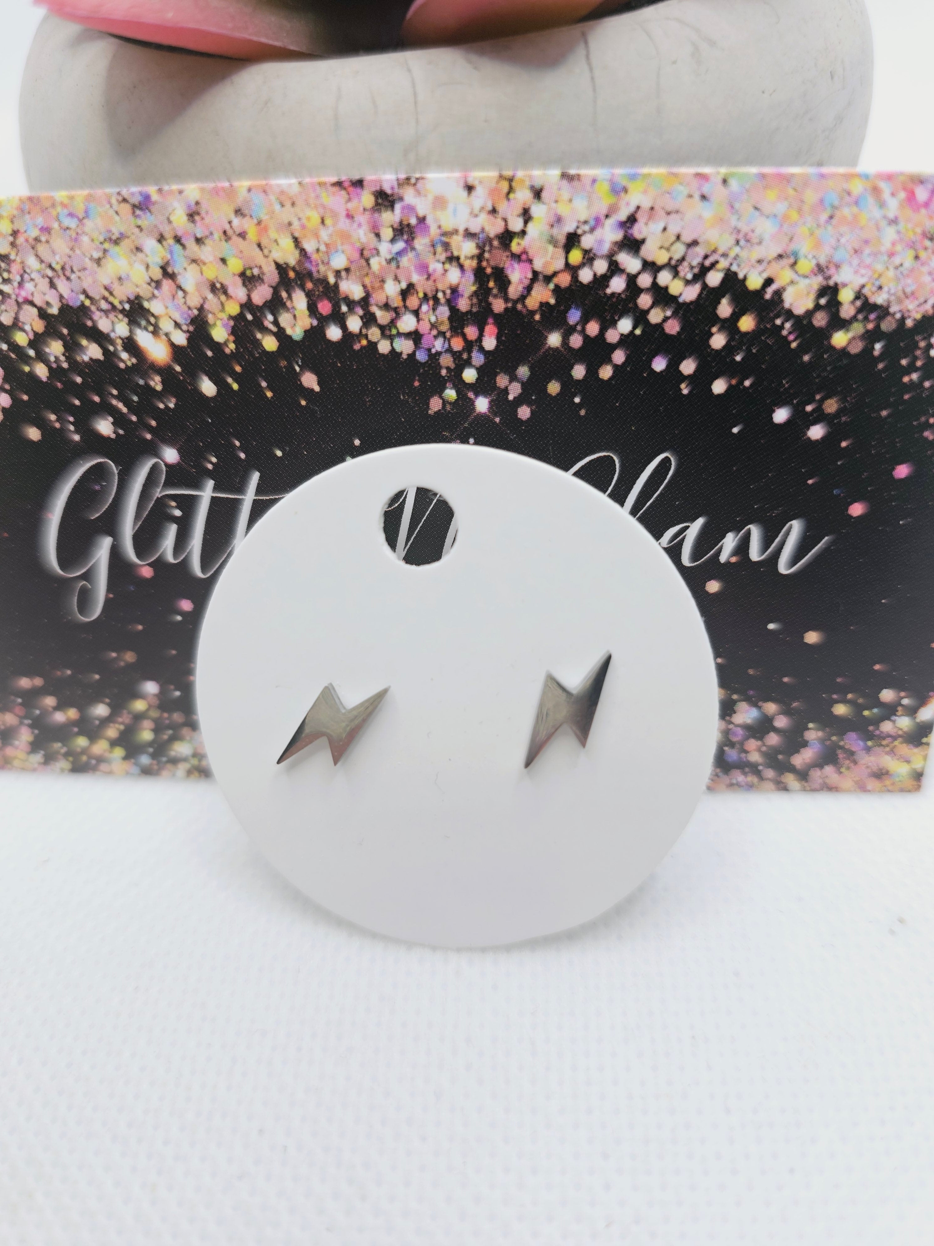 1777 Silver Lighting Bolt Stud Earrings