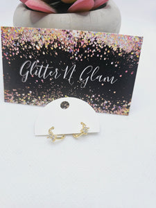 1745 Danity Gold Star Hoop Dangle Earrings