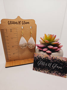 1810 White and Gold Sparkles Dangle Earrings
