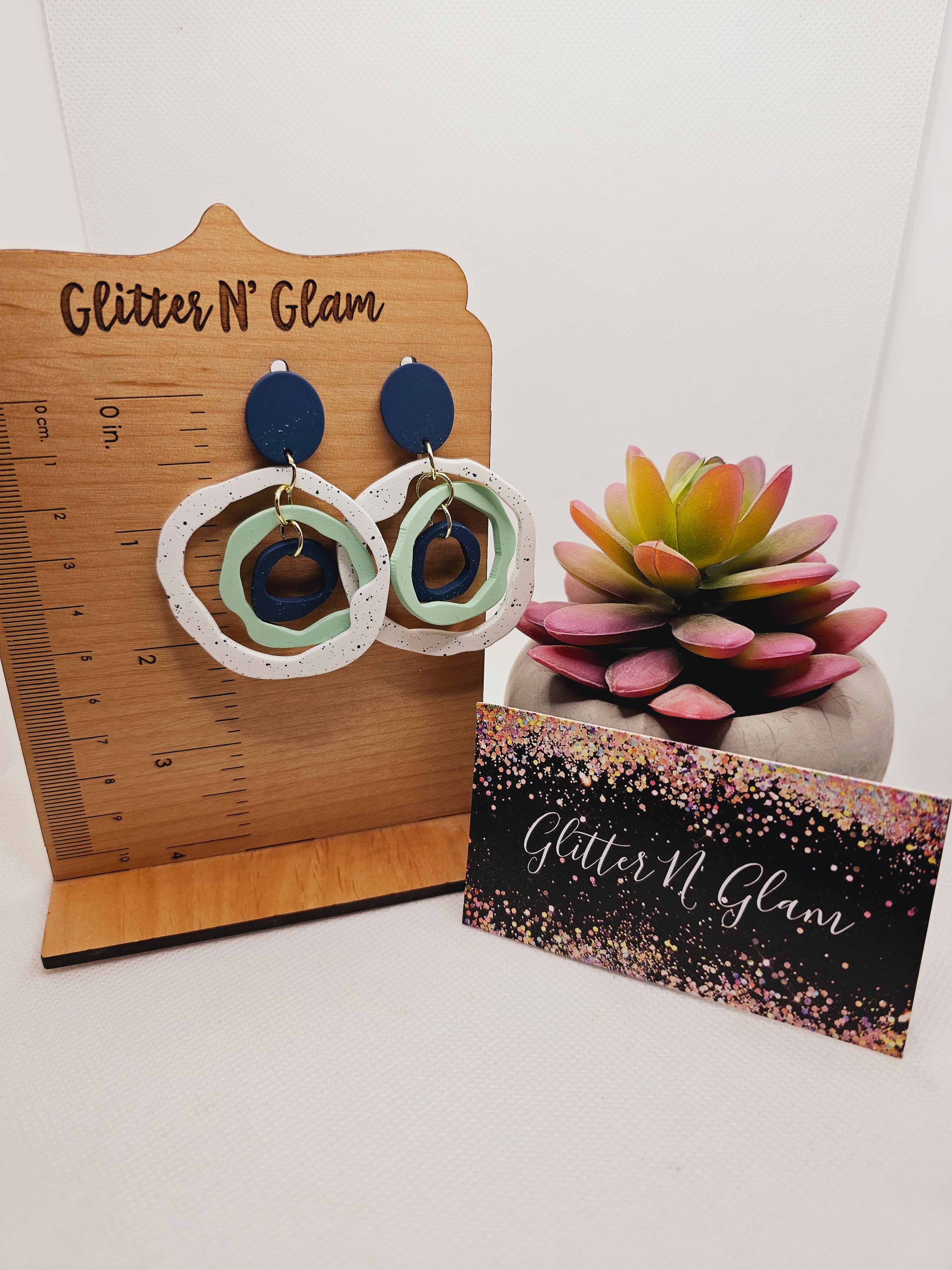 1816 Polymer Clay Irregular Shaped Dangle Earrings