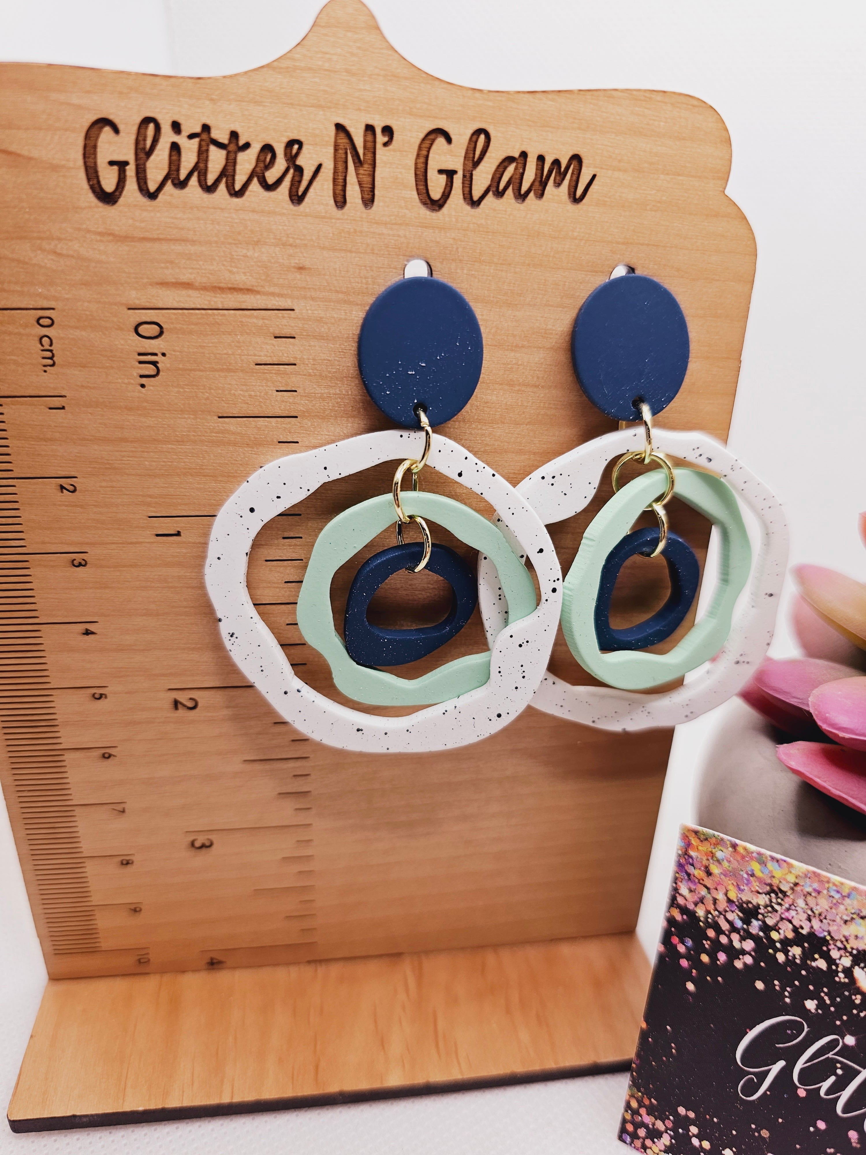 1816 Polymer Clay Irregular Shaped Dangle Earrings