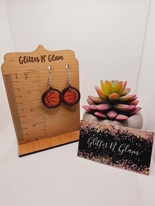 1861 Wooden Basketball Dangle Earrings