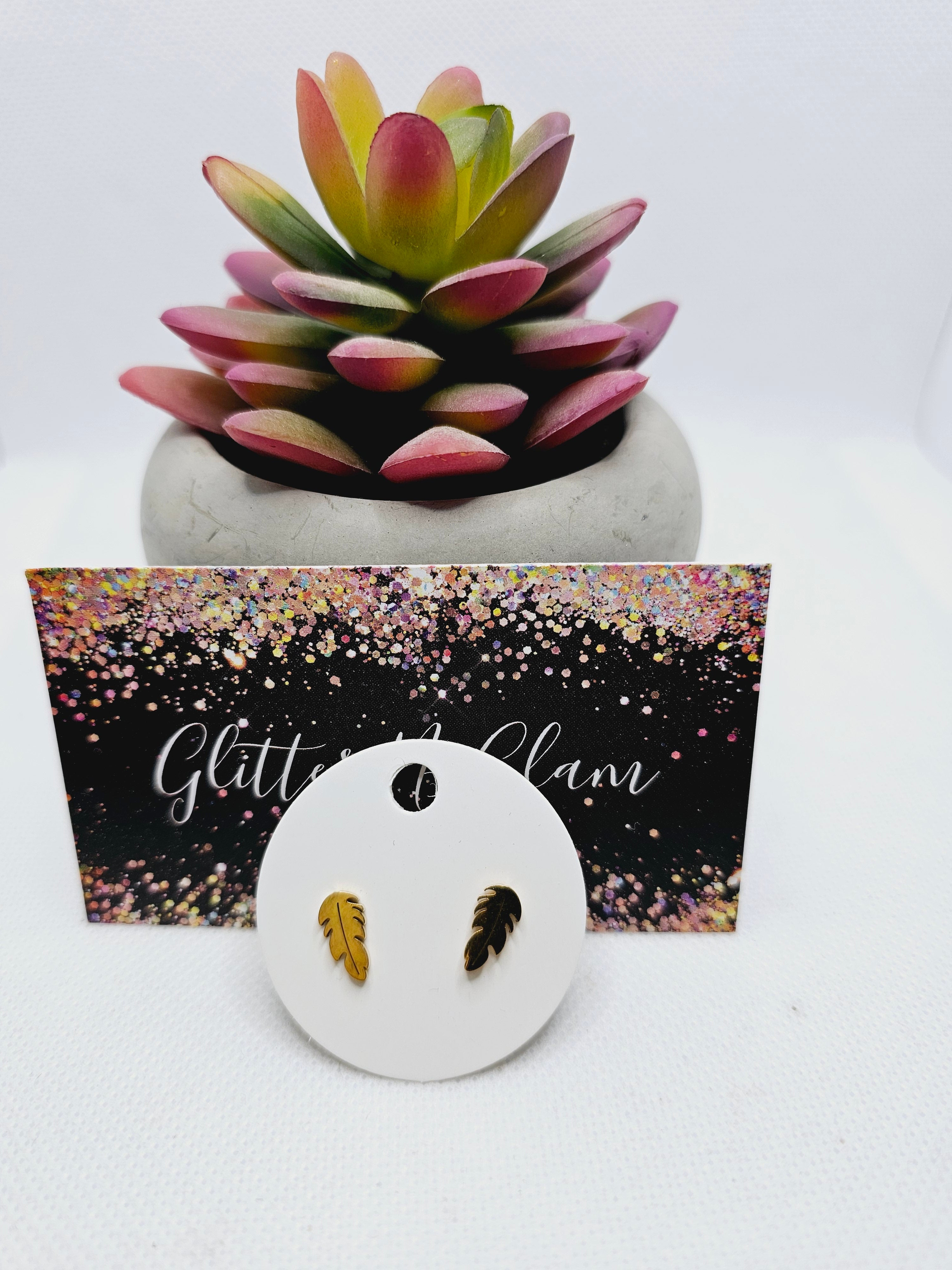 1908 Gold Leaf Stud Earrings