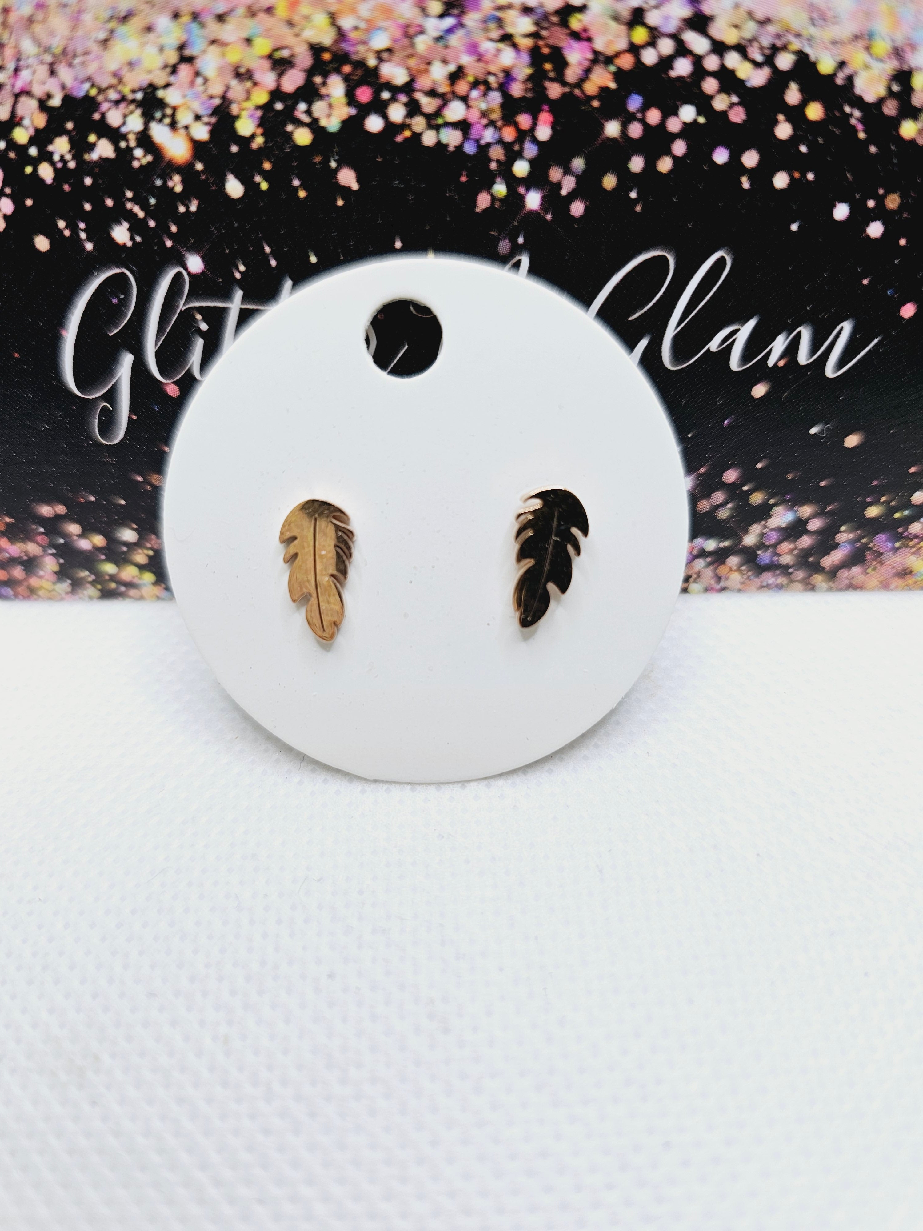 1909 Rosegold Leaf Stud Earringa