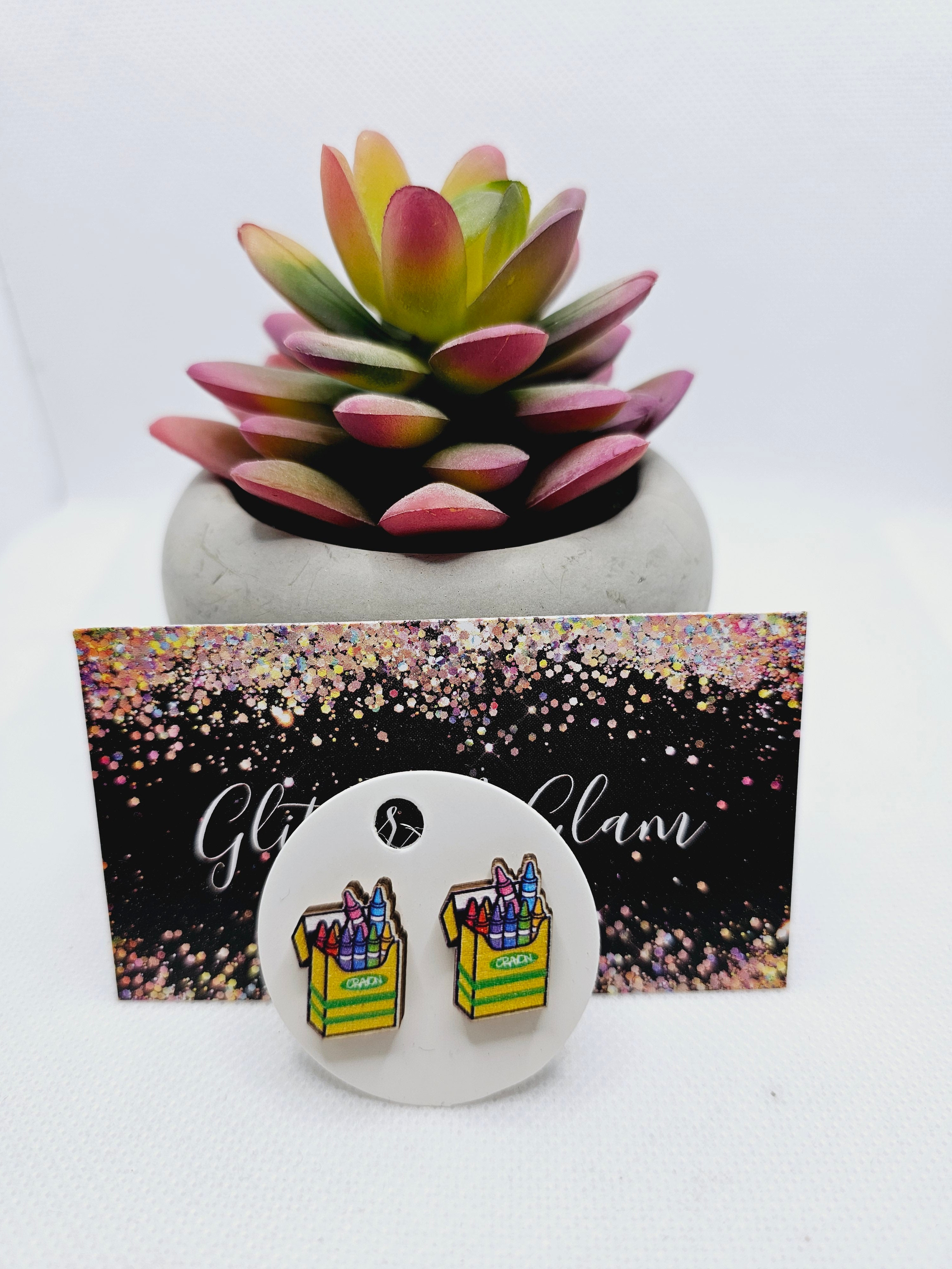 1912 Wooden Crayon Stud Earrings