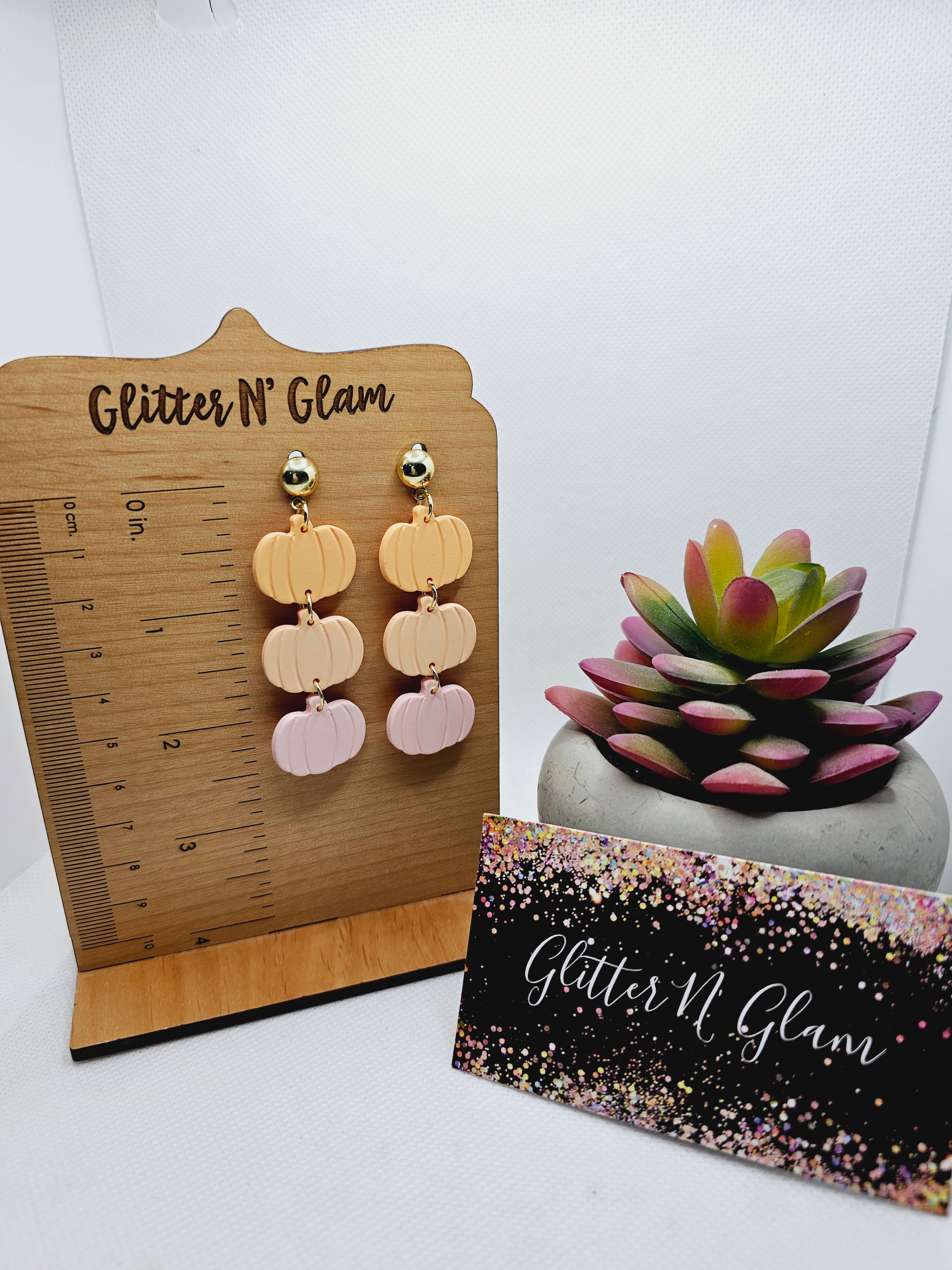 1873 Polymer Clay Stacked Pumpkin Dangle Earrings