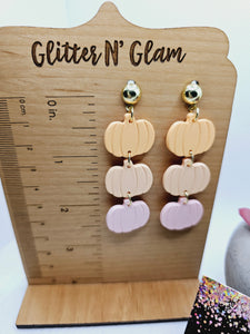 1873 Polymer Clay Stacked Pumpkin Dangle Earrings