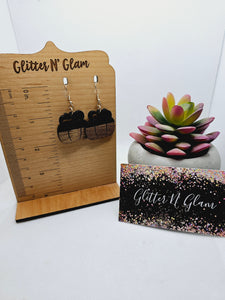 1893 Black Resin/Wood Pumpkin Dangle Earrings