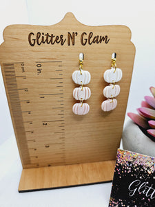 1876 Polymer Clay Mini Stacked Pumpkin Dangle Earrings