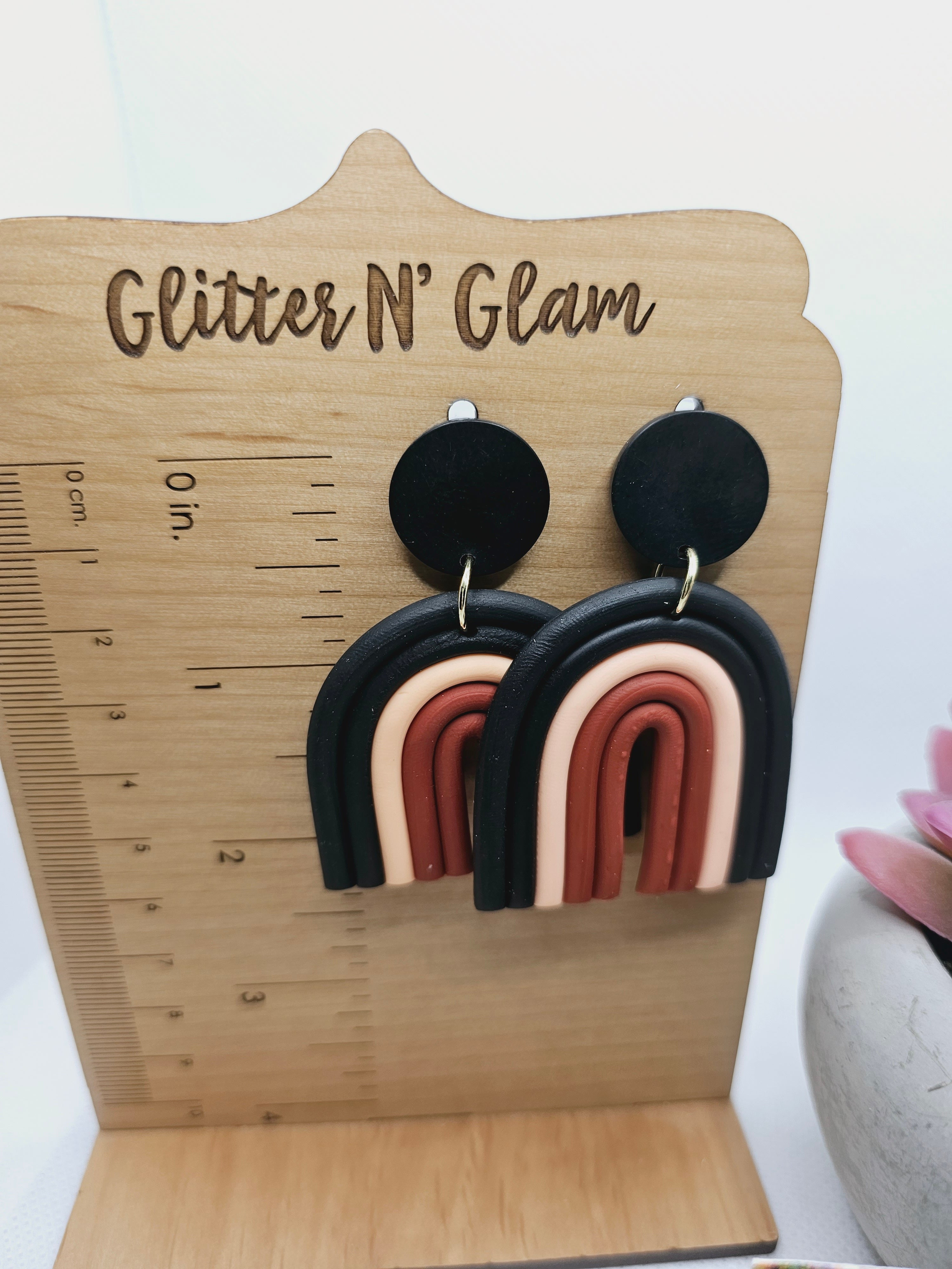 1904 Polymer Clay Rainbow Shaped Dangle Earrings