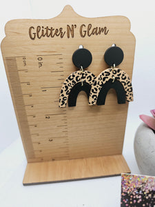 1869 Polymer Clay Rainbow Shaped/Animal Print Dangle Earrings