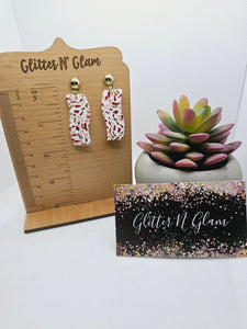 1895 Polymer Clay Red/Pink/Gold Dangle Earrings
