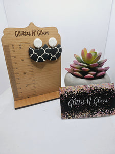 1906 Polymer Clay Beige/Dark Gray Dangle Earrings