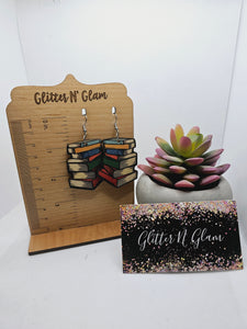1902 Wood Books Dangle Earrings