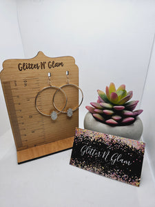 1941 KS inspired Gold Hoop with Silver Druzy