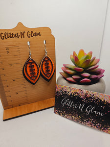 1947 Orange and Black Football Dangle Earrings