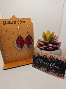 1949 Red and Silver Football Dangle Earrings