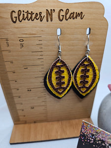 1958 Black and Yellow Football Dangle Earrings