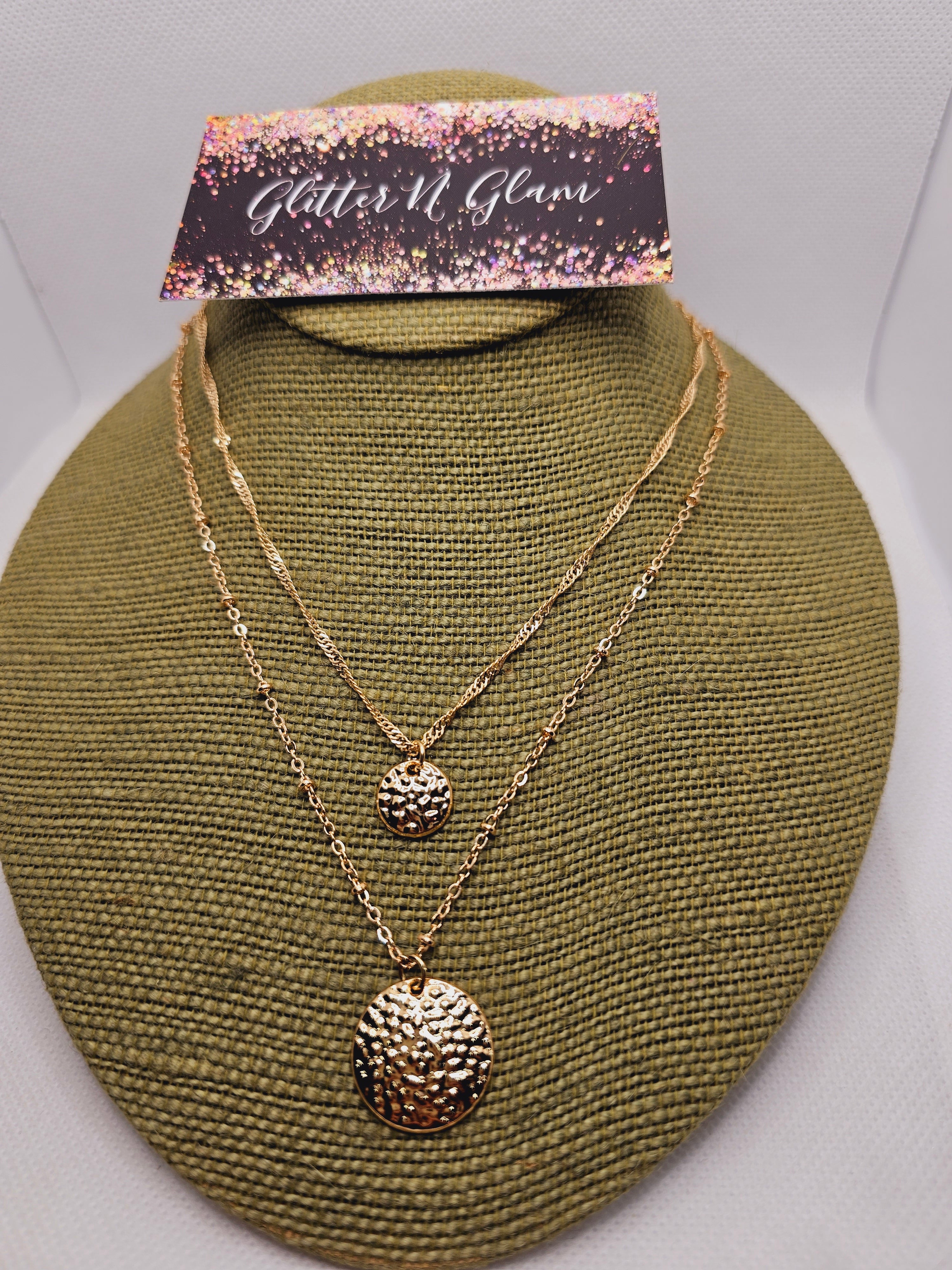 1955 Gold Double Necklace with Gold Stamped Discs