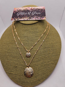 1955 Gold Double Necklace with Gold Stamped Discs