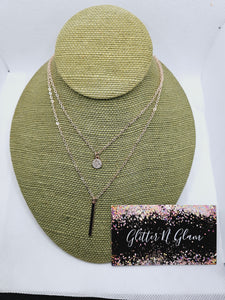 1962 Rosegold Double Chain Necklace with Bling