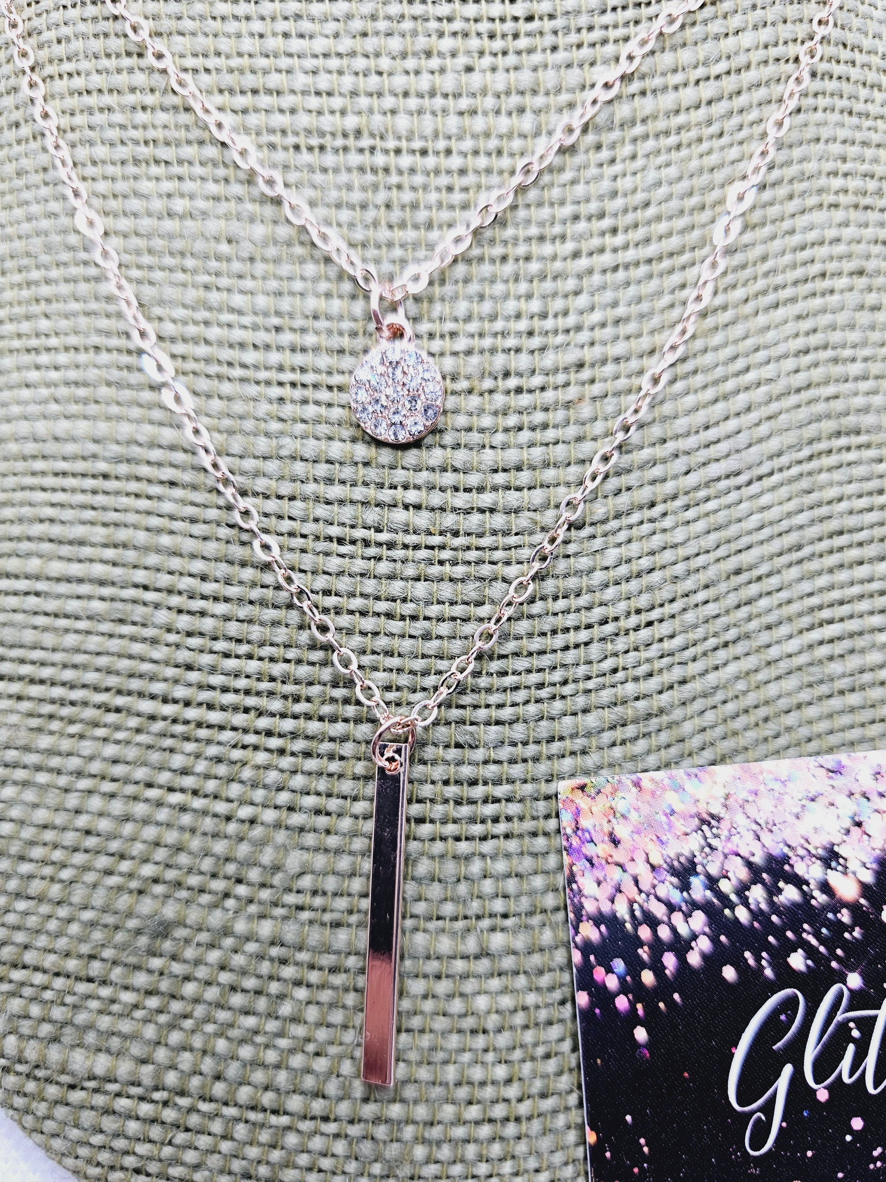 1962 Rosegold Double Chain Necklace with Bling
