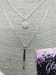 1962 Rosegold Double Chain Necklace with Bling