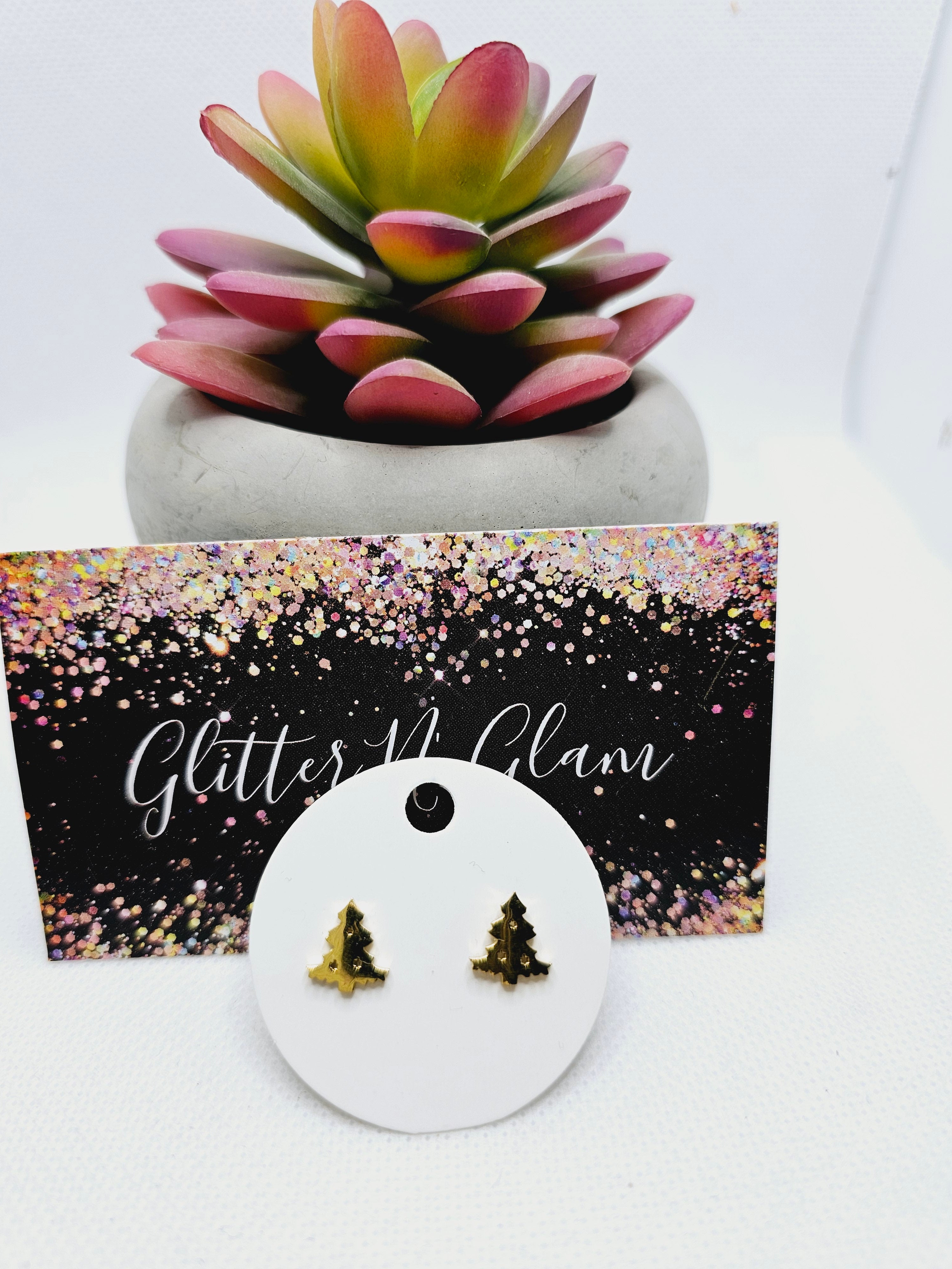 1971 Gold Xmas Tree Stud Earrings