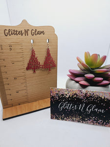 1998 "We Wish You A Merry Christmas" Red Tree Dangle Earrings