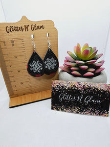 2018 Buffalo Plaid with Silver Snowflake Dangle Earrings