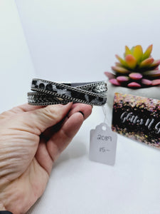 2089 Silver/Animal Print Criss Cross Wrap Bracelet