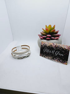 2090 White/Silver Feather Leather Wrap Bracelet