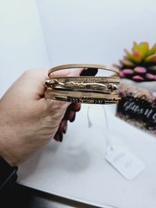 2093 Tan/Rosegold with Feather Leather Wrap Bracelet