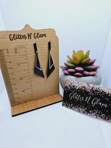 2044 Black and Rosegold Triangle Dangle Earrings
