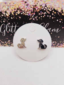 2045 Silver Dog Earrings