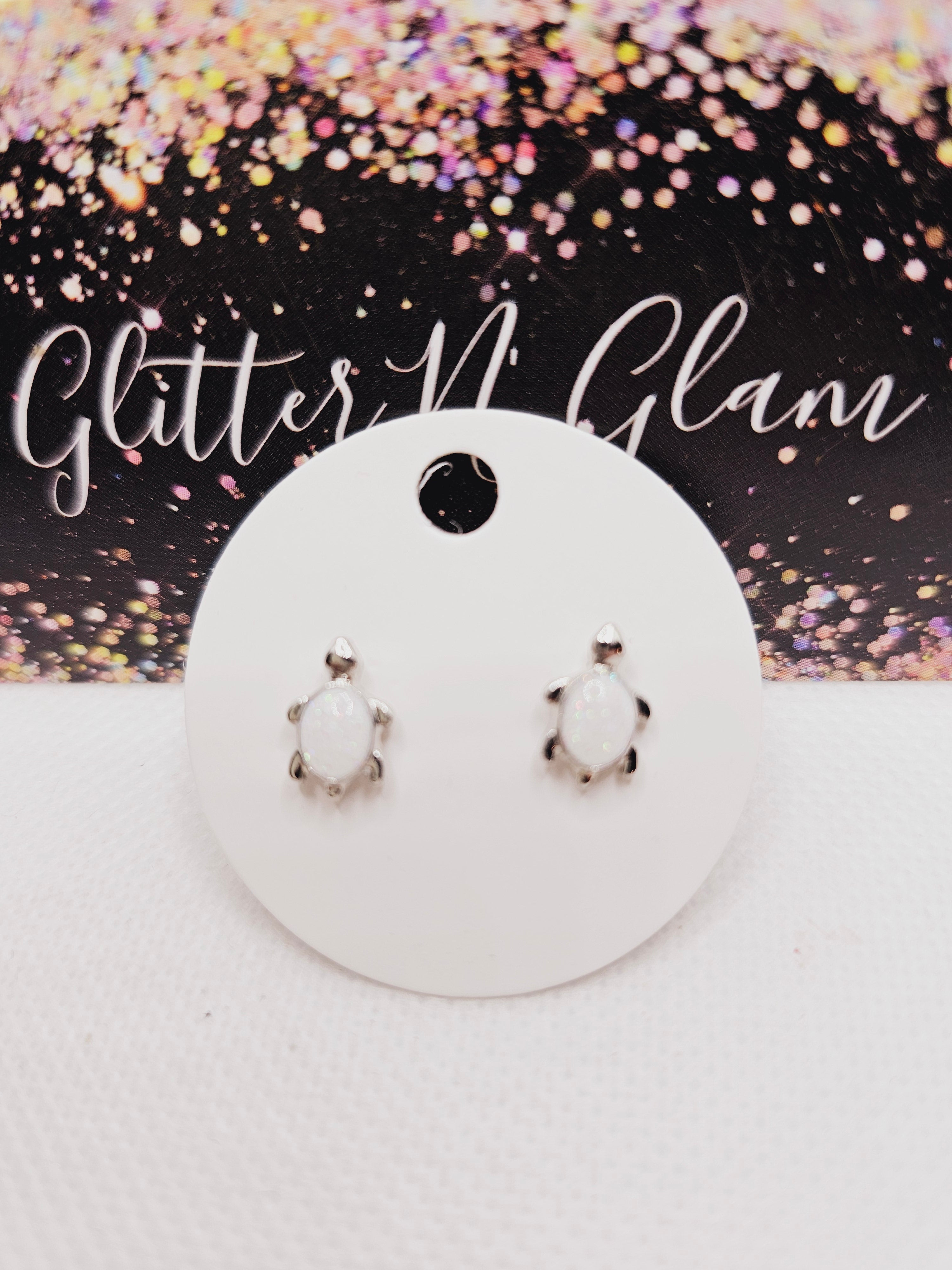 2039 Sea Turttle With Fire Opal Shell Stud Earrings