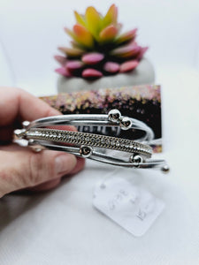 2138 Gray/Bling Leather Wrap Bracelet