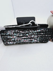 2145 Pink/Teal/Black Sparkles Leather Claw Clip