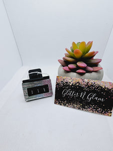 2166 Silver/Multicolored Dots Sparkle Small Leather Claw Clip