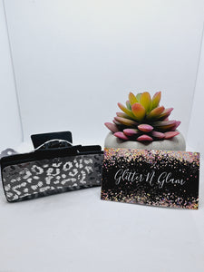 2161 Gray/Silver Animal Print Leather Claw Clip
