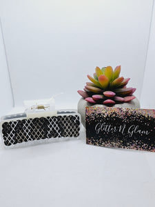 2153 Black/White Lace Leather Claw Clip