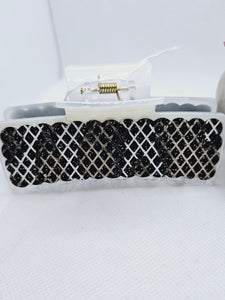 2153 Black/White Lace Leather Claw Clip