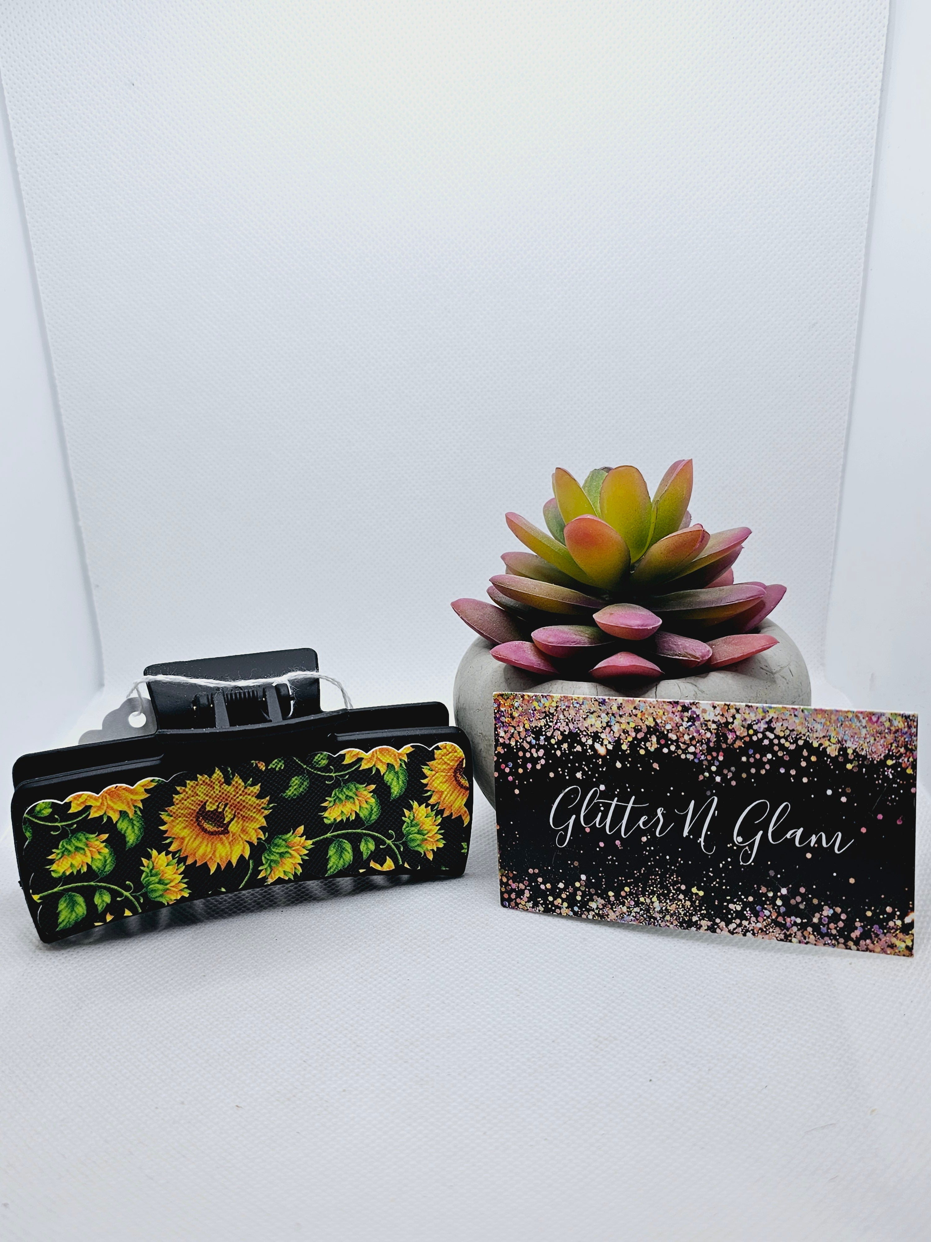 2154 Sunflower Leather Claw Clip