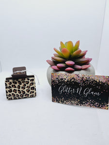 2150 Brown Animal Print Small Leather Claw Clip