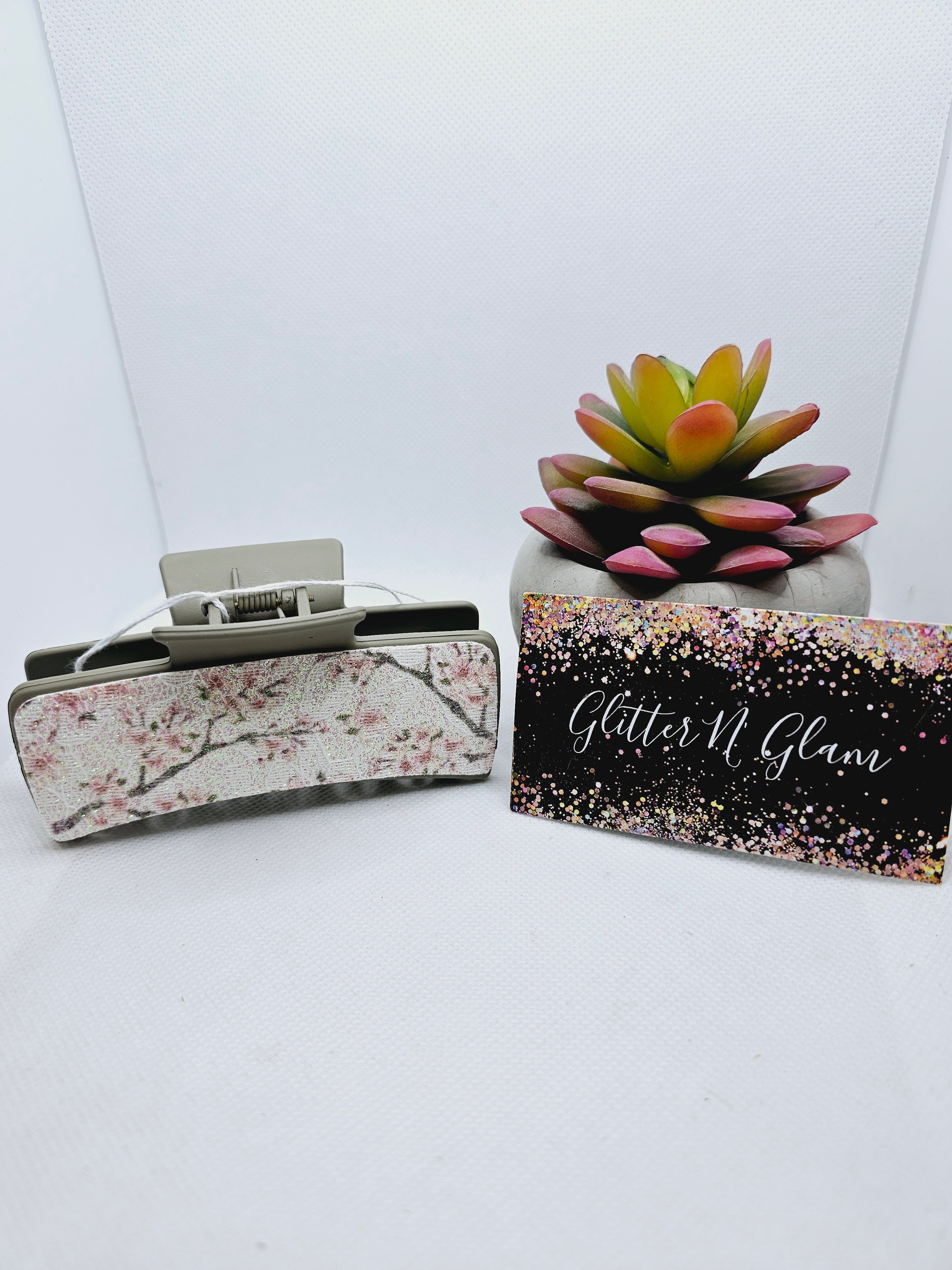 2192 Sparkly Floral Claw Clip